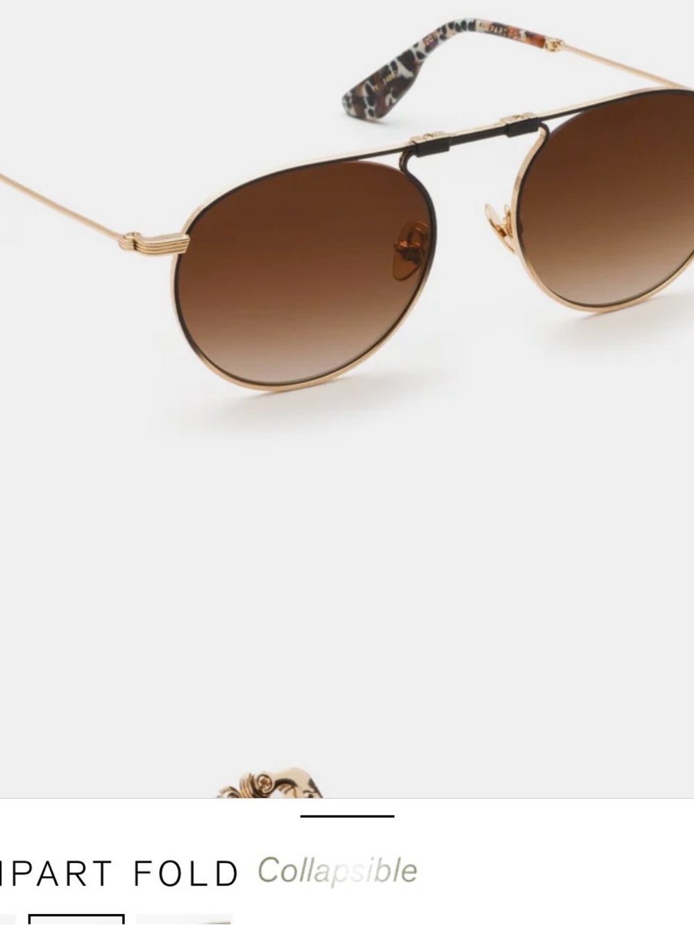 KREWE COLLAPSIBLE Gold Frame Brown Gradient Lens Aviator Sunglasses